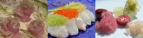 Блюда с мякотью австралийского лайма (Finger lime caviar)