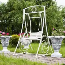 Садовые белые металлические качели
