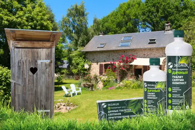 Биопрепарат «Экомик Дачный» производится сразу в двух составах: жидкий и сухой. Он позволяет избавиться от неприятных запахов канализационных систем и туалетов.