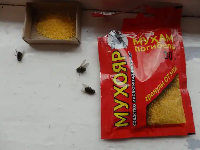 Действие гранул от мух «Мухояр»