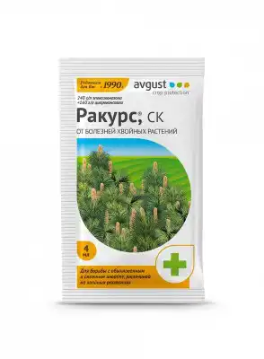 «Ракурс» — эффективное лекарство для борьбы с обыкновенным и снежным шютте, ржавчиной на хвойных растениях