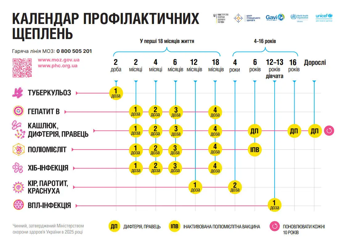 Візуалізація оновленого Календаря щеплень 2026