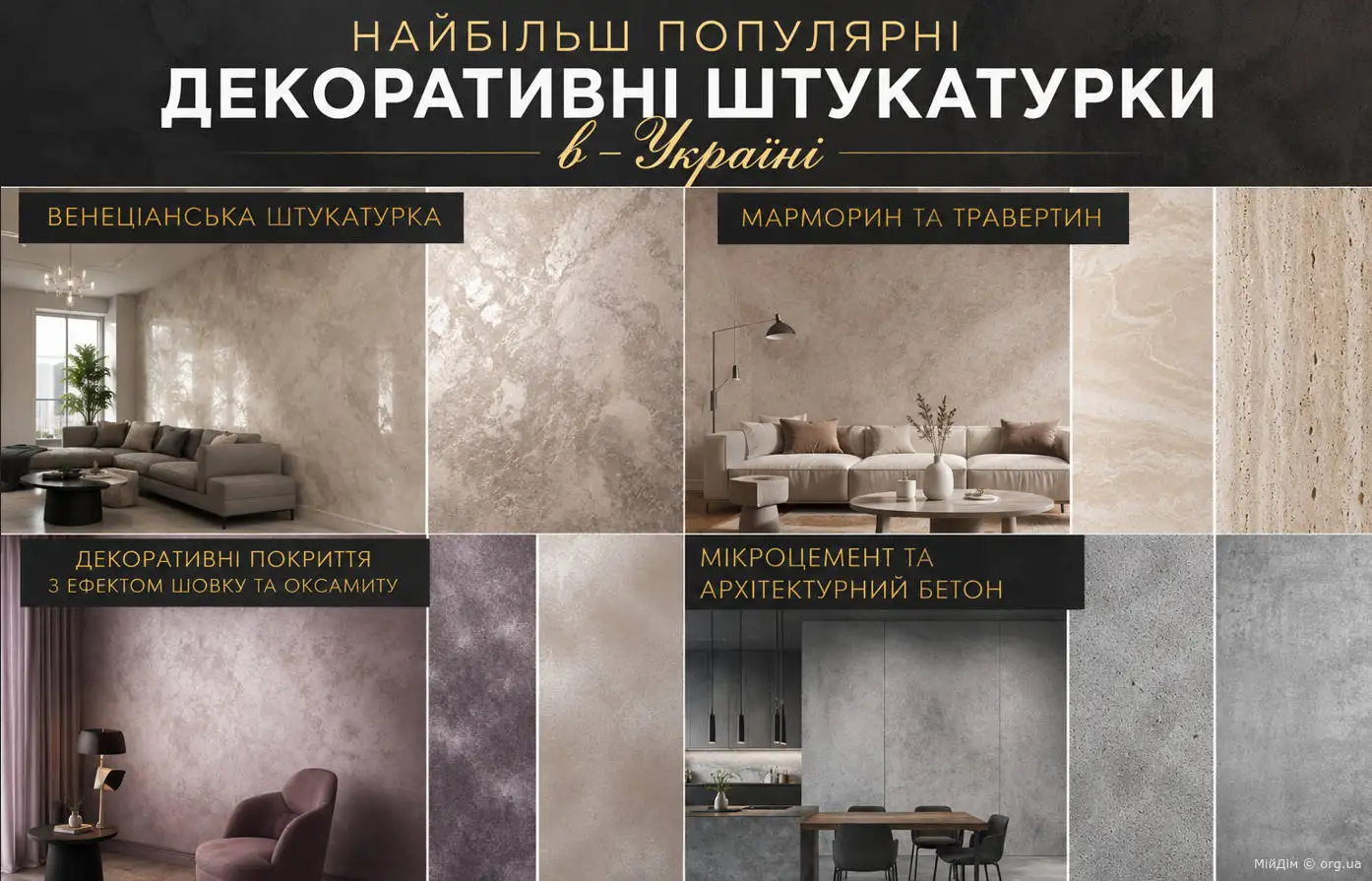 Найпопулярніші декоративні штукатурки в Україні